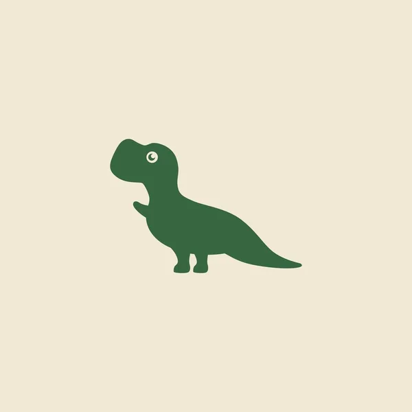 Lindo Dinosaurio Verde Tyrannosaurus Rex Icono Logotipo Ilustración — Archivo Imágenes Vectoriales