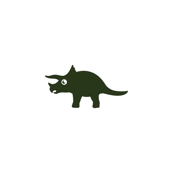 Lindo Verde Triceratops Logotipo Ilustración Bebé Dinosaurio Personaje Dibujos Animados — Archivo Imágenes Vectoriales