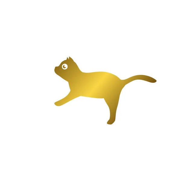 Cute Gold Cat Logo Illustration Pet Cartoon Character — Stock Vector