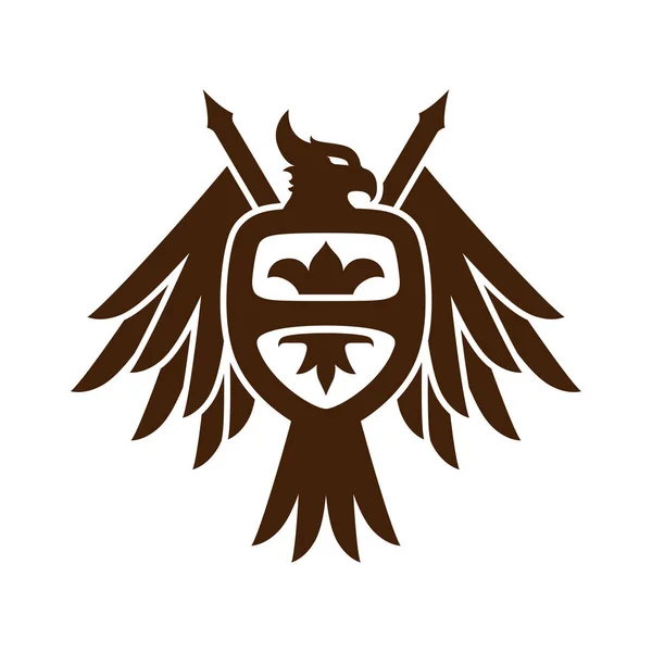 Phoenix Heraldic Logotypen Lyx Chrest — Stock vektor