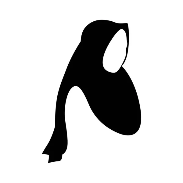 Hijab Icon Symbool Logo Illustratie Model Zwart Wit Eenvoudig Geïsoleerd — Stockvector