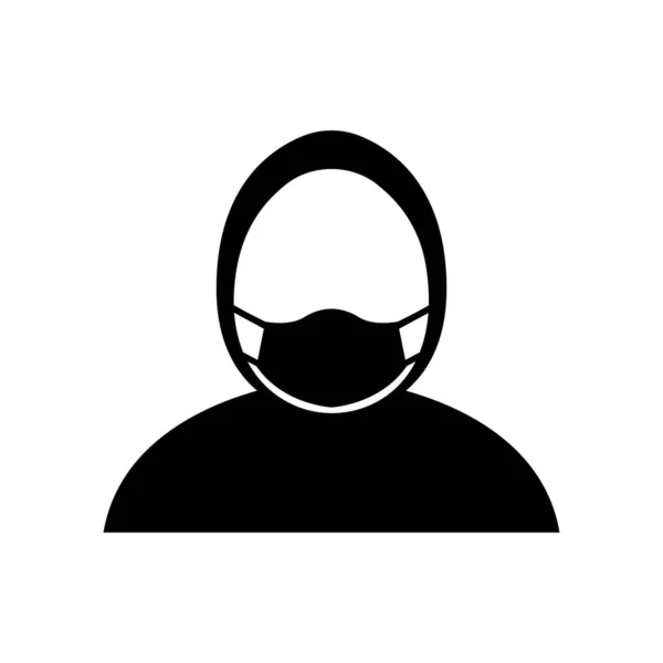Icono Máscara Hijab Simple Ilustración Aislado Blanco Negro — Archivo Imágenes Vectoriales