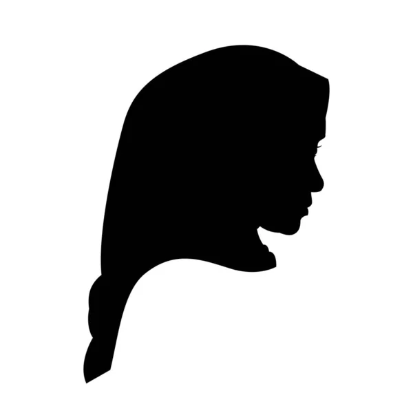 Mulher Hijab Silhouette Vector Design Logo Preto Branco Isolado Véu — Vetor de Stock