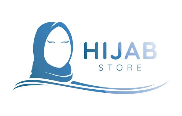 stock vector Blue Hijab Logo Template with Text for Slogan and Company Name. Fashion Store