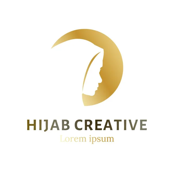 Gold Hijab Fashion Creative Corporate Logo Template — 图库矢量图片