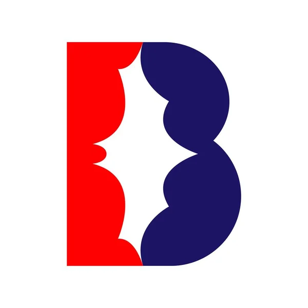 Písmeno Logo Netopýra Počáteční Logotyp Siluety Létajících Savců Červená Modrá — Stockový vektor
