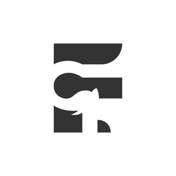 Letter Elephant Logo Minimalist Silhouette — Stock Vector
