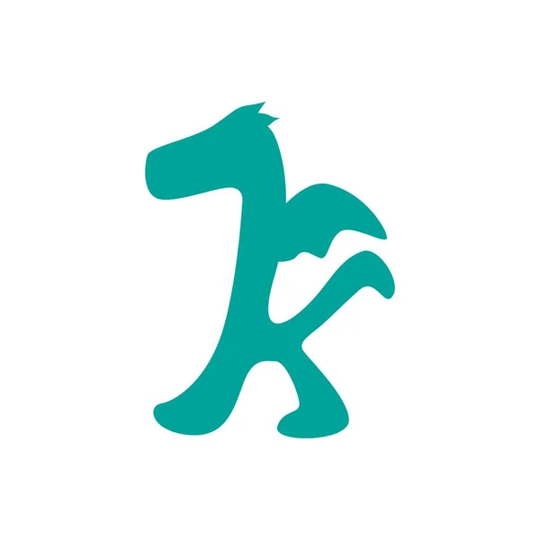 Letter Dragon Logo Англійською Бічного Силуету Міфічний Монстр Початковий Символ — стоковий вектор