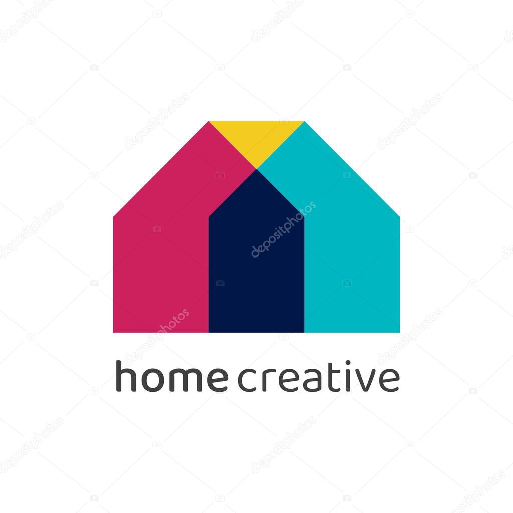 Home Creative. Colorful House Business Logo Template