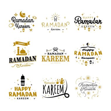 Ramazan Kareem Şablon Koleksiyonu. Bayramın kutlu olsun Typography and Rid Al Fitr Lettering 24