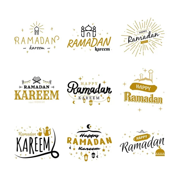 Ramadan Kareem矢量模板收集 Eid Mubarak Typography和Eid Fitr Lettering — 图库矢量图片
