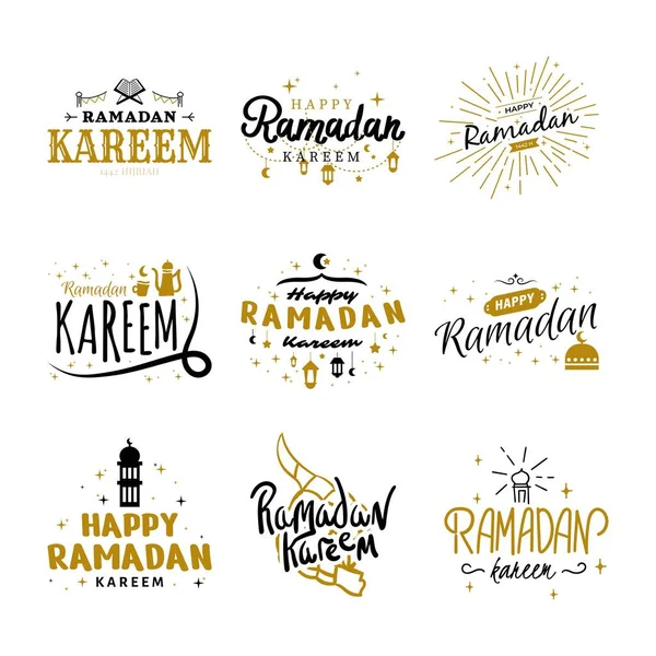 Ramadan Kareem Vektorikokoelma Happy Eid Mubarak Typografia Eid Fitr Lettering — vektorikuva