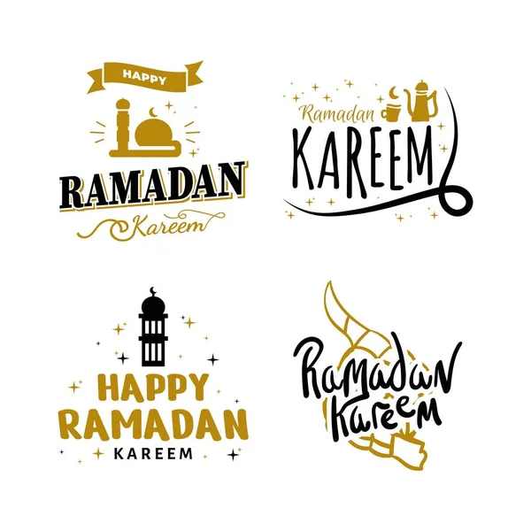 Ramazan Kareem Şablon Koleksiyonu Mübarek Bayram Typografisi Slami Bayram Için — Stok Vektör