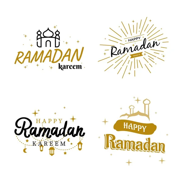 Ramadan Kareem Vektor Skabelon Samling Happy Eid Mubarak Typografi Eid – Stock-vektor