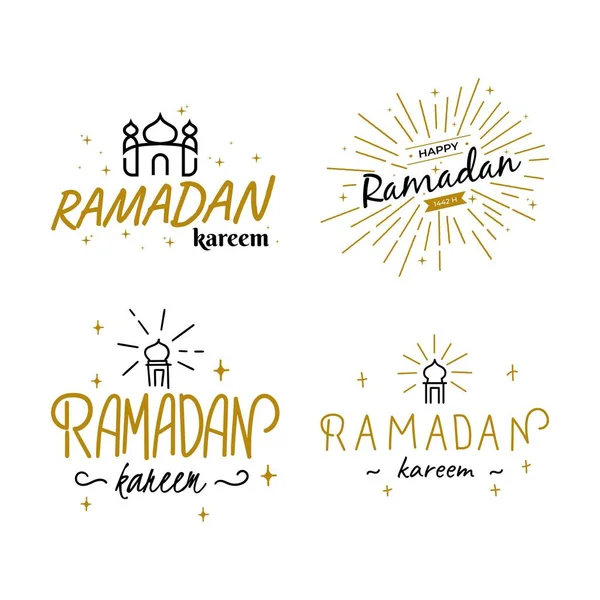 Colección Plantillas Vectoriales Ramadan Kareem Feliz Eid Mubarak Tipografía Letras — Vector de stock