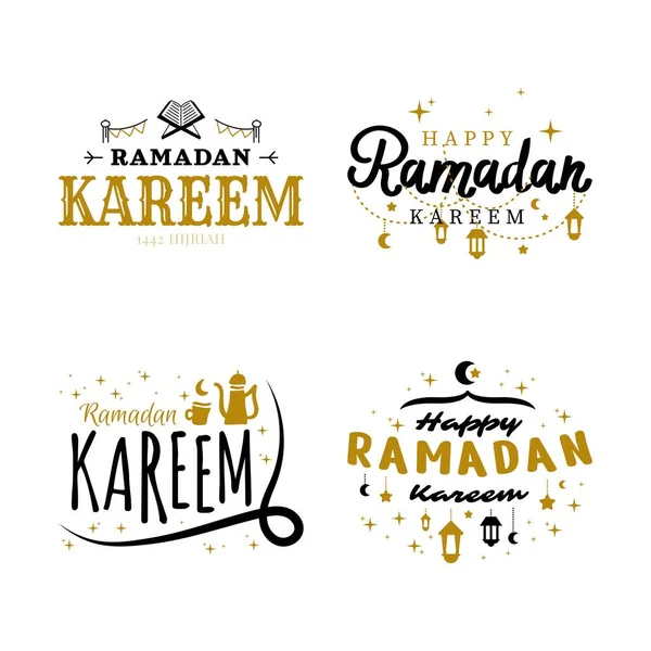 Ramazan Kareem Şablon Koleksiyonu Mübarek Bayram Typografisi Slami Bayram Için — Stok Vektör