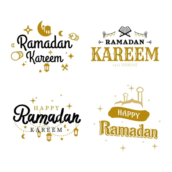 Colección Plantillas Vectoriales Ramadan Kareem Feliz Eid Mubarak Tipografía Letras — Archivo Imágenes Vectoriales