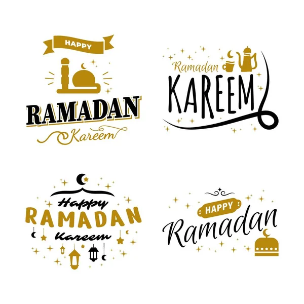 Ramadan Kareem Vector Template Collection Happy Eid Mubarak Typografie Eid — Stockový vektor