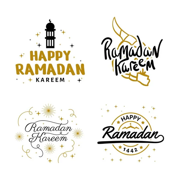 Ramadan Kareem Vector Template Collection 무바라크 타이포그래피 Happy Eid Mubarak — 스톡 벡터