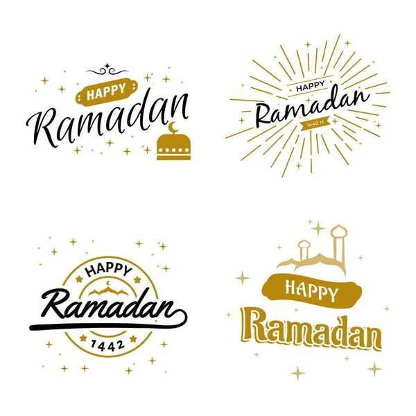 ラマダーン カレム ベクトル テンプレート コレクション Happy Eid Mubarak Typography Eid — ストックベクタ