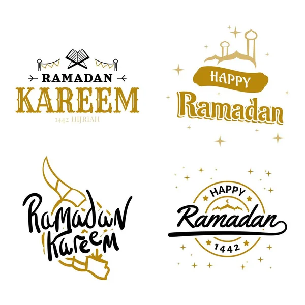 Ramadan Kareem Vektor Skabelon Samling Happy Eid Mubarak Typografi Eid – Stock-vektor
