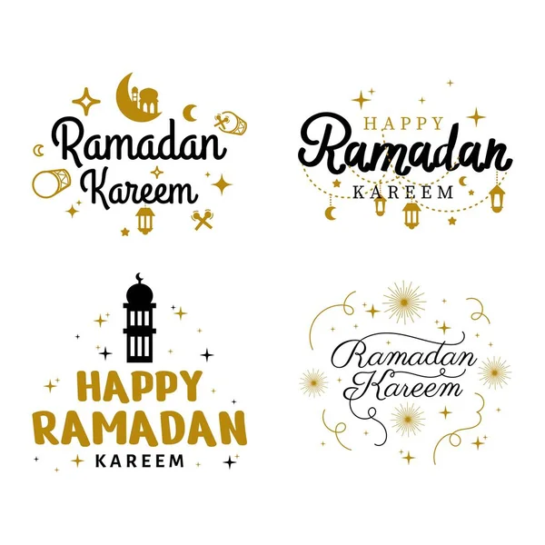 Collection Modèles Vectoriels Ramadan Kareem Joyeux Aïd Moubarak Typographie Aïd — Image vectorielle