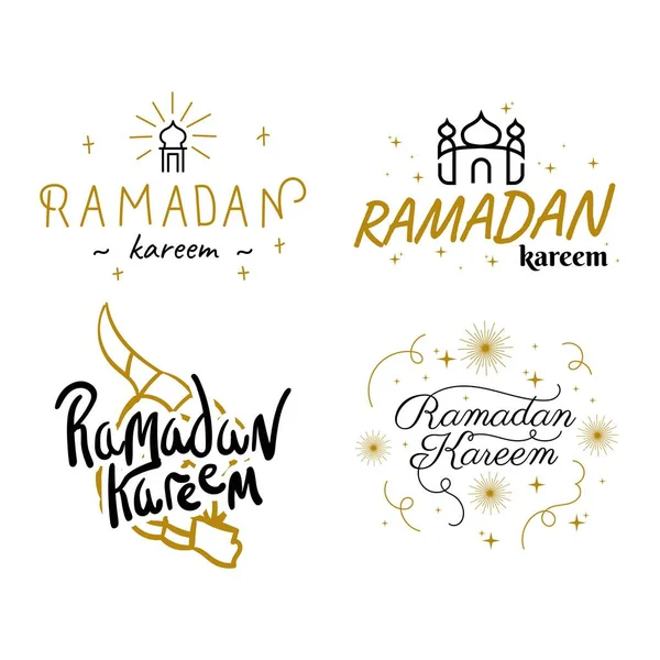 Collezione Modelli Vettoriali Ramadan Kareem Happy Eid Mubarak Tipografia Eid — Vettoriale Stock
