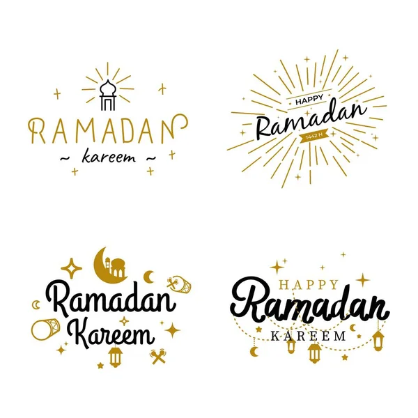 Colección Plantillas Vectoriales Ramadan Kareem Tipografía Feliz Eid Mubarak Letras — Archivo Imágenes Vectoriales