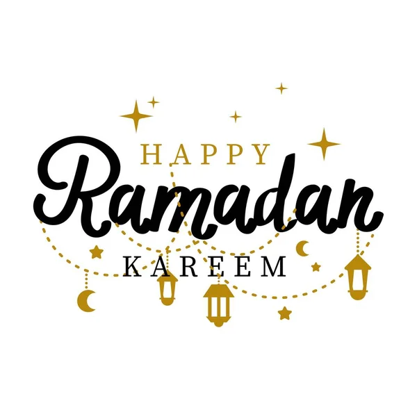 Ramadan Kareem Vector Template Happy Eid Mubarak Typography Lettering Handmade — Vetor de Stock