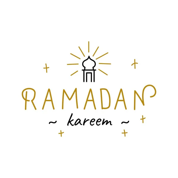 Ramadan Kareem Vector Template Typography Lettering Handmade Object Badge Islamic — Vetor de Stock