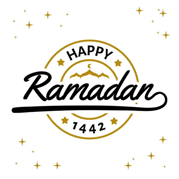 Ramadan Kareem Vektormall Typografi Och Bokstäver Handgjort Med Objekt Emblem — Stock vektor