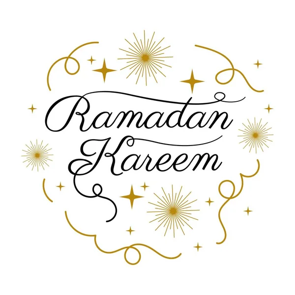 Ramadan Kareem矢量模板 为伊斯兰圣日制作的带有物体徽章的字体和字母 穆斯林传统书法 手写体概念7 — 图库矢量图片