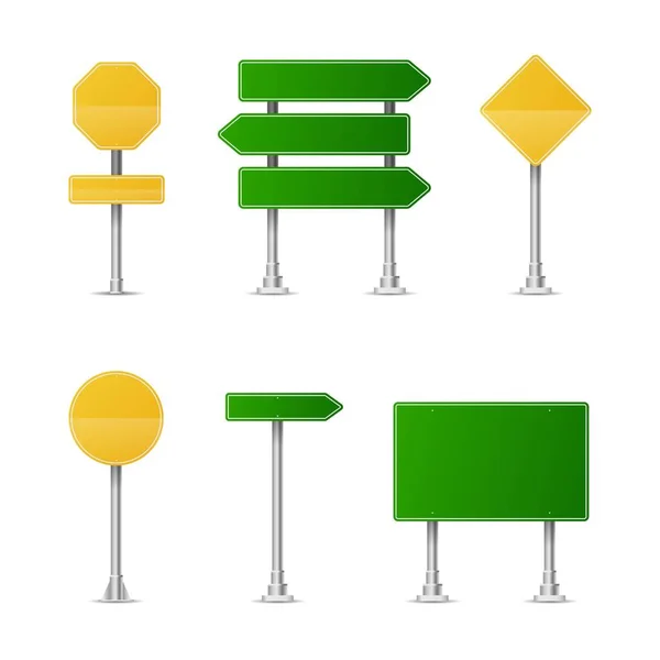 Realistic Green Street Road Signs City Illustration Vector Street Traffic — Stock Vector