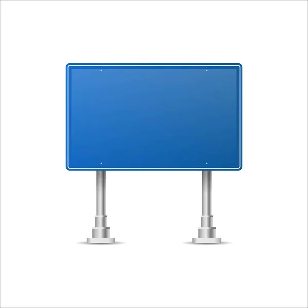 現実的な青い通りと道路標識 市のイラストベクトル 道路標識モックアップ隔離された 看板や標識方向モックアップ画像 — ストックベクタ