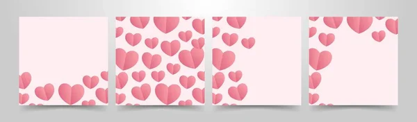 Conjunto Happy Valentine Day Modelo Design Cartão Para Feed Mídia — Vetor de Stock