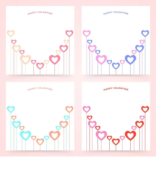 Proste Minimalistyczne Serce Mediach Społecznościowych Walentynki Zestaw Kolorowych Ikon Miłości — Wektor stockowy