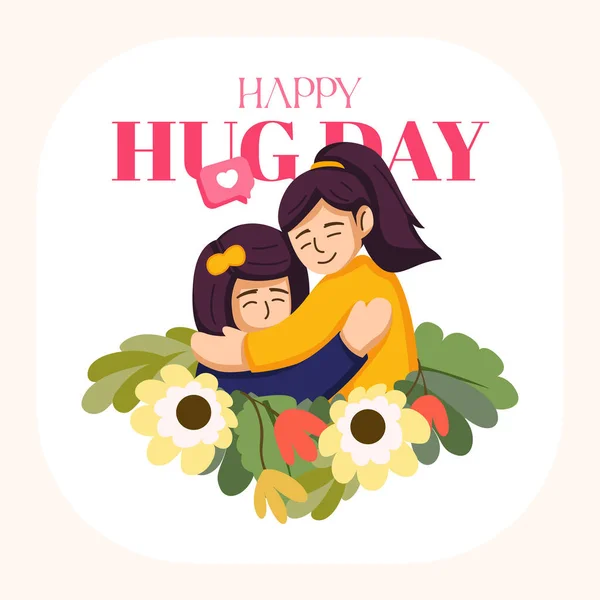Happy Hug Day National Hug Greetings Affection Event — Stock Vector