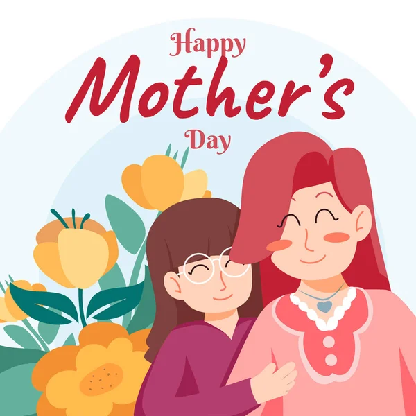 Happy Mother Day Flat Illustration Concept — Stock Vector