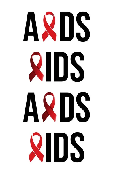 Τυπογραφία Aids Κόκκινη Κορδέλα Λόγος Aids Παγκόσμια Ημέρα Κατά Του — Διανυσματικό Αρχείο