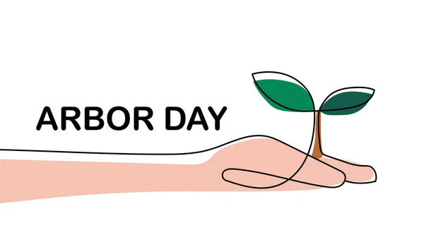 Arbor World Environment Earth Day Hand Holding Tree — Stock Vector