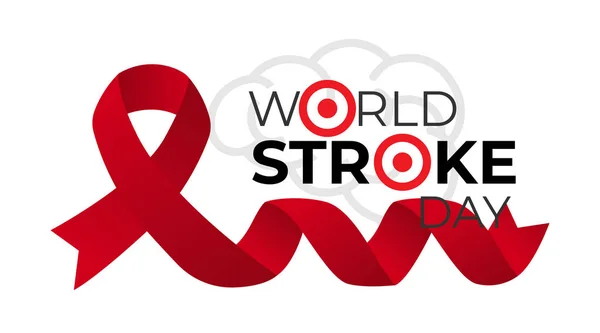 World Stroke Day Concept Red Ribbon Illustration — Stock Vector