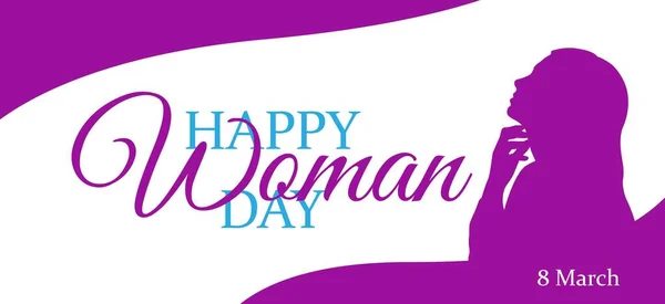 Woman Day Banner Illustration Design Concept Purple Ornament Silhouette — Stock Vector