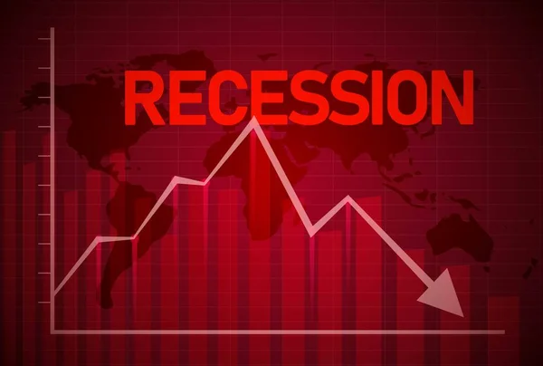 Recession Background Worldwide Graph Showing Decrease Recession Headline — Stock Vector