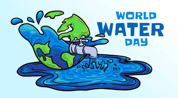 World Water Day Concept Hand Drawn Ecology Environment Earth Day — Wektor stockowy