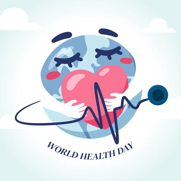 Koncepce Světového Dne Zdraví Globální Den Povědomí Zdraví Ilustrace — Stockový vektor