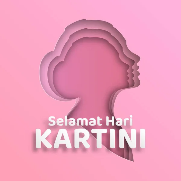 Kartini Day Illustration Mit Schöner Silhouette Der Frau Papierschnitt Stil — Stockvektor