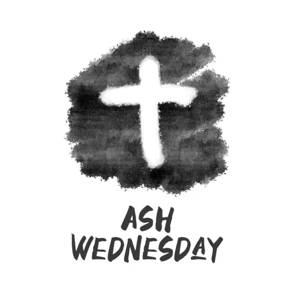 Ash Wednesday Illustration Ink Cross Design — Stock vektor