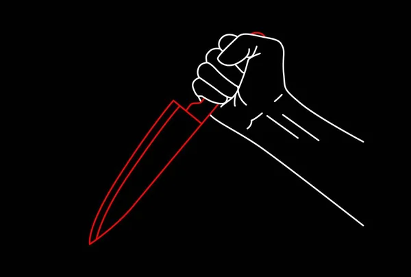 Hand Knife Illustration Halloween Violence Killer Knife Criminal Scene Design — Stock Vector