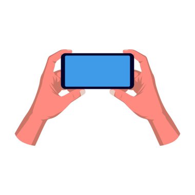 Akıllı telefonları tutan eller. Bir telefon illüstrasyonunu tut.