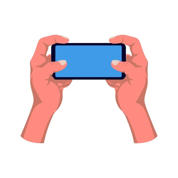 Mains Tenant Des Smartphones Main Tenir Une Illustration Téléphone — Image vectorielle